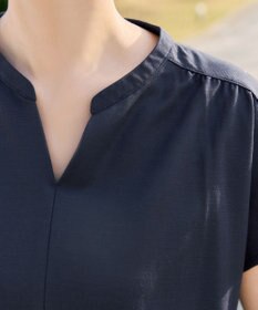 Tiaclasse L 【冷凛(ひやりん)カノコ】スキッパー襟フレンチスリーブチュニック