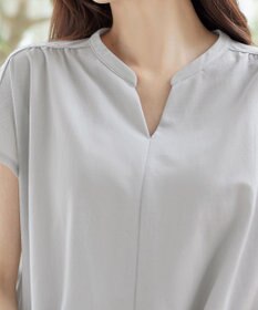 Tiaclasse L 【冷凛(ひやりん)カノコ】スキッパー襟フレンチスリーブチュニック