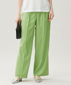 自由区 フルダルスパンマイクロピーチワイドストレート パンツ リーフグリーン