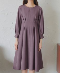 Tiaclasse 【洗える】ビジュー付きフロント切替タックワンピース