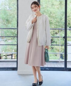 Tiaclasse 【洗える】ビジュー付きフロント切替タックワンピース