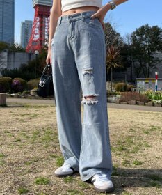 WEGO ダメージレギュラーデニム