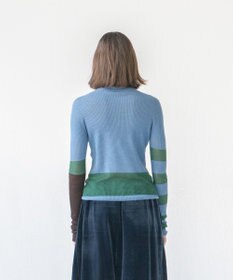 COQ AIR SILK CASHMERE BORDER カシミヤシルク タートルネックニット