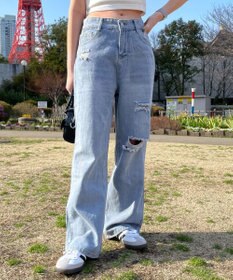 WEGO ダメージレギュラーデニム