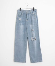 WEGO ダメージレギュラーデニム