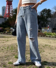 WEGO ダメージレギュラーデニム