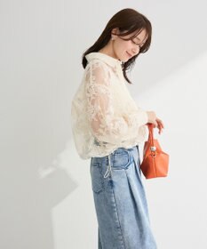 Green Parks オーガン刺繍比翼シャツ