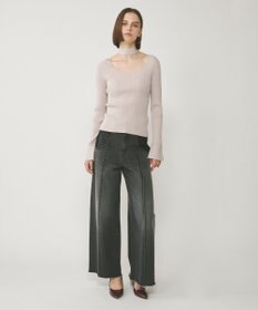 GRACE CONTINENTAL ボウタイリブニットトップ