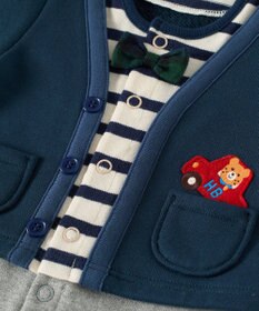 MIKI HOUSE HOT BISCUITS 【70-80cm】カーディガン重ね着風 カバーオール