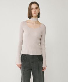 GRACE CONTINENTAL ボウタイリブニットトップ