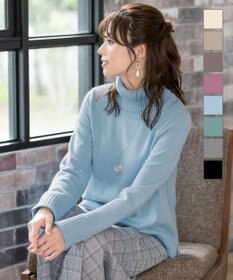 Tiaclasse L 【洗える】もっちり柔らかいリブタートルプルオーバーニット