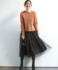 組曲 【前後着用可】2WAYナイロンファー ニット