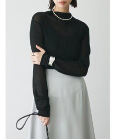 Green Parks AnriettMusee ラメ切替スリーブリブシアーニット