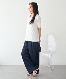 earth music&ecology シアーレイヤード風5分袖プルオーバー