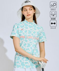 PW CIRCULUS 【永嶋花音プロ着用アイテム】【UV遮蔽率99.5% UVカット / 速乾 / ストレッチ】【WOMEN】アニマルドットモックT ゴルフウェア レディース