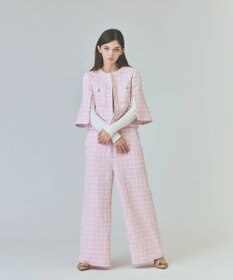 極美品】グレースクラス サロペット ツイード チェック ピンク 36