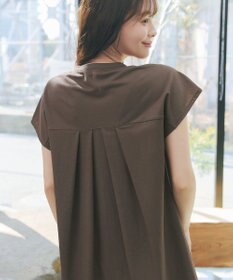 Tiaclasse L 【冷凛(ひやりん)カノコ】スキッパー襟フレンチスリーブチュニック