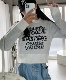 WEGO フラッフィーグラフィックちびニット