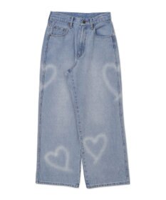 WEGO スプレーペイントストレートデニムパンツ