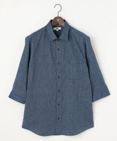 JOSEPH ABBOUD 【キングサイズ・サスティナブル・７分袖】コットンリヨセルリネンコードストライプ シャツ