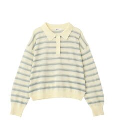 CRAFT STANDARD BOUTIQUE シアーボーダーポロ衿ニットプルオーバー