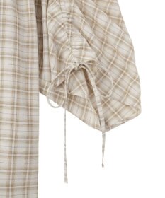 earth music&ecology シャーリングスリーブチェックシャツ