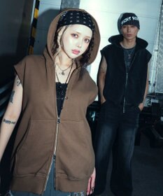 WEGO 【ユニセックス着用ITEM】ショートノースリーブZIPパーカー