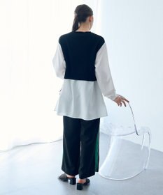 YECCA VECCA ニットレイヤードリボンシャツ