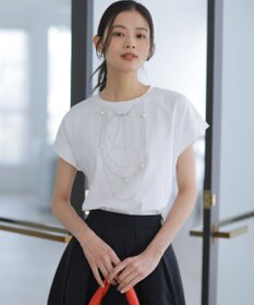組曲 【WEB限定】トロンプルイユ パールネックレスＴシャツ