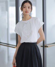 組曲 【WEB限定】トロンプルイユ パールネックレスＴシャツ