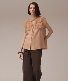 GRACE CONTINENTAL パターンレースカラーブラウス