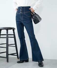 WEGO ハイウエストストレッチフレアデニムパンツ