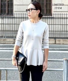 ICB L 【WEB限定・洗える】シンセティックヤーンスムース ペプラムニット