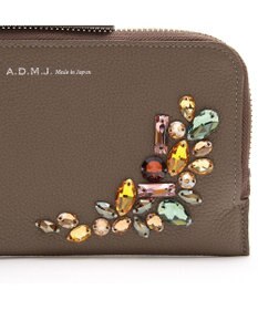 A.D.M.J. 【牛革】モーツァルト/スワロフスキー・クリスタル付オーガナイザーパース(背胴ファスナーポケット）