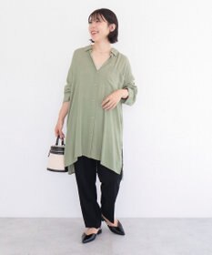 Green Parks Ｉ　ターンバック長袖レーヨンチュニック