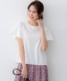 組曲 【WEB限定】プレーティング天竺フリルスリーブ Tシャツ