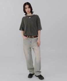 WEGO 【ウエスト調整可】ストレートデニムパンツ