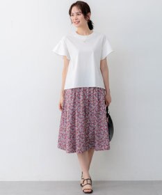 組曲 【WEB限定】プレーティング天竺フリルスリーブ Tシャツ