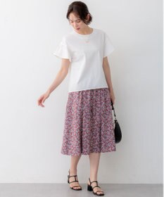 組曲 【WEB限定】プレーティング天竺フリルスリーブ Tシャツ