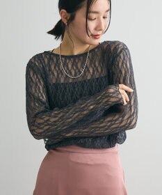 Green Parks パネルラインレースカットプルオーバー