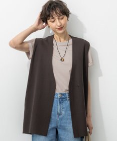 23区 【洗える/吊り干しOK】ヴィスコースストレッチ ニットベスト ブラウン系