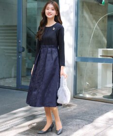 Tiaclasse フラワージャガードドッキングワンピース