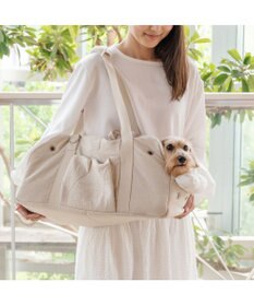 PET PARADISE ペットパラダイス ナチュラル リネンコットン キャリーバッグ ＭＬ 小型犬 ロング
