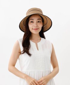 AURORA 【 Beaurance （ビューランス）】ペーパーブレードｘホースヘアリボン付カサブランカハット