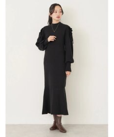 earth music&ecology 袖シアーフリルニットワンピース