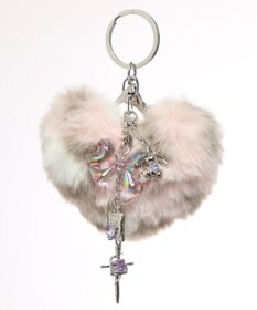 WEGO ファーハートビーズチャームキーホルダー