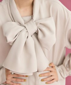 #Newans 【洗濯機可】ビックリボンパウダリーブラウス