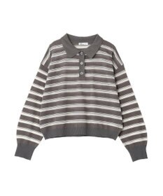 CRAFT STANDARD BOUTIQUE シアーボーダーポロ衿ニットプルオーバー