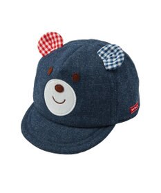 MIKI HOUSE HOT BISCUITS 【44-52cm】 くまのお顔 デニムキャップ