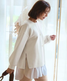 23区 【VERY掲載/洗える】コットンエアーダンボール サイドジップ カットソー ベージュ系